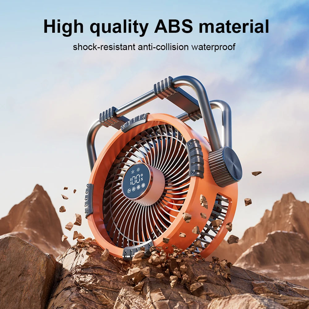 Camping Fan 20000mAh Rechargeable Portable Camping Circulator Fan Wireless Tent Ceiling Fan with LED Light and Remote Control