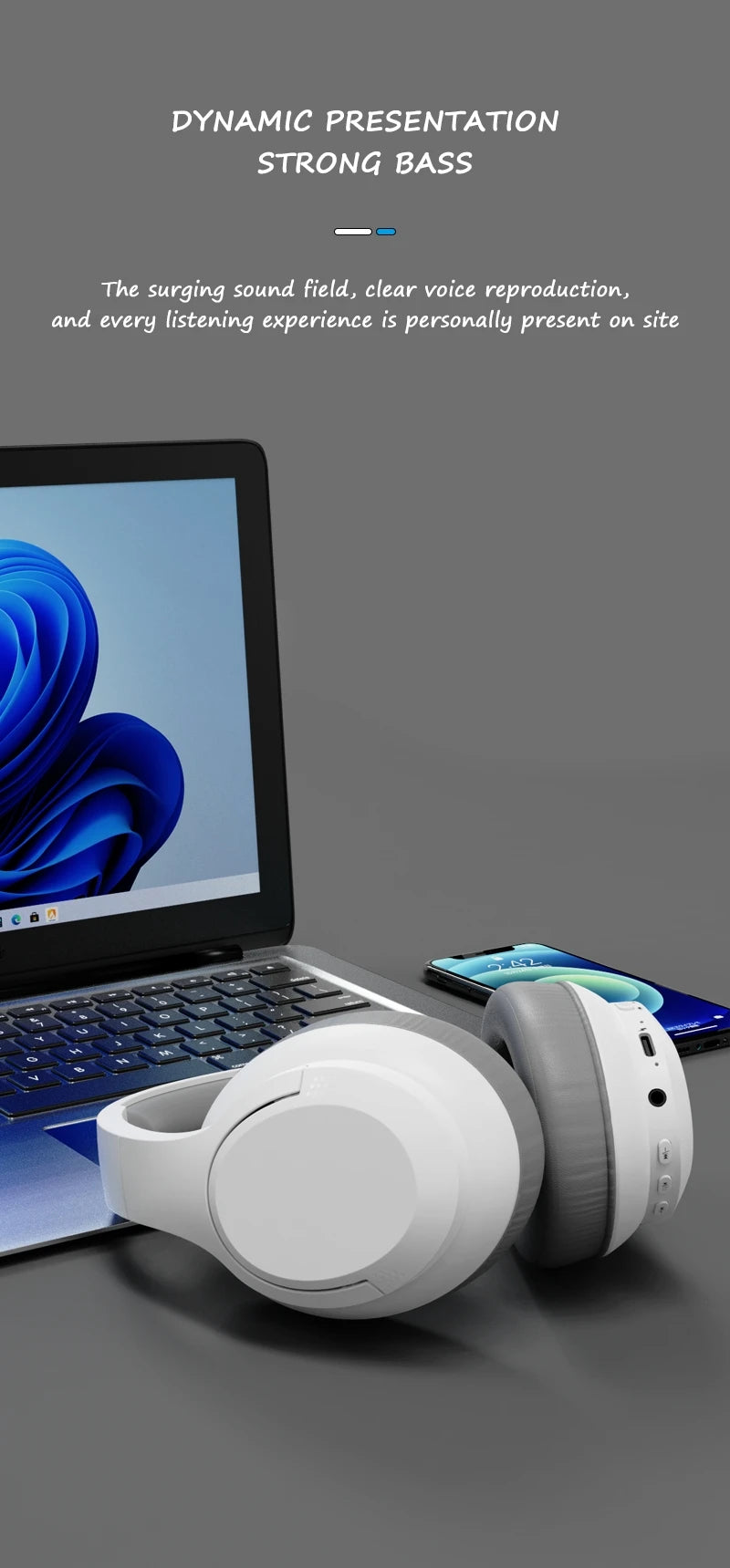 LDON Wireless Headphones Bluetooth 5.3 Hi-Res Audio Over Ear Headset Earphones