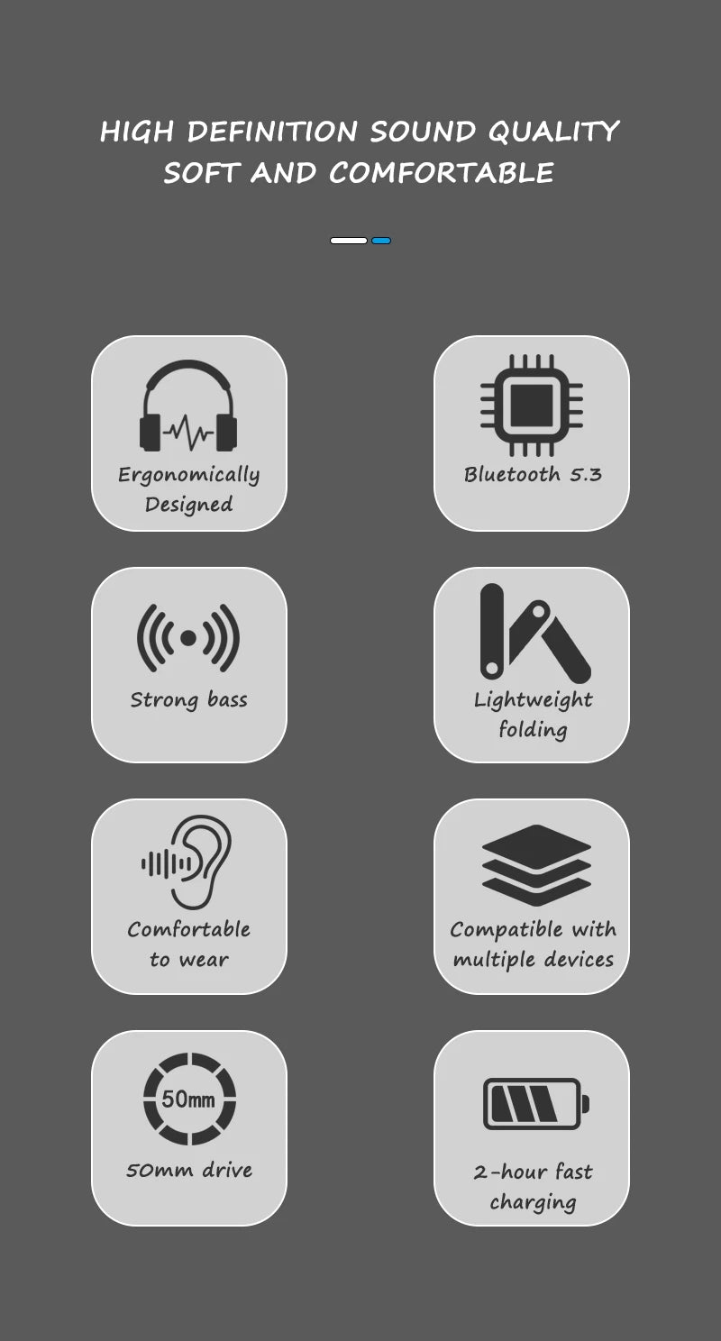 LDON Wireless Headphones Bluetooth 5.3 Hi-Res Audio Over Ear Headset Earphones