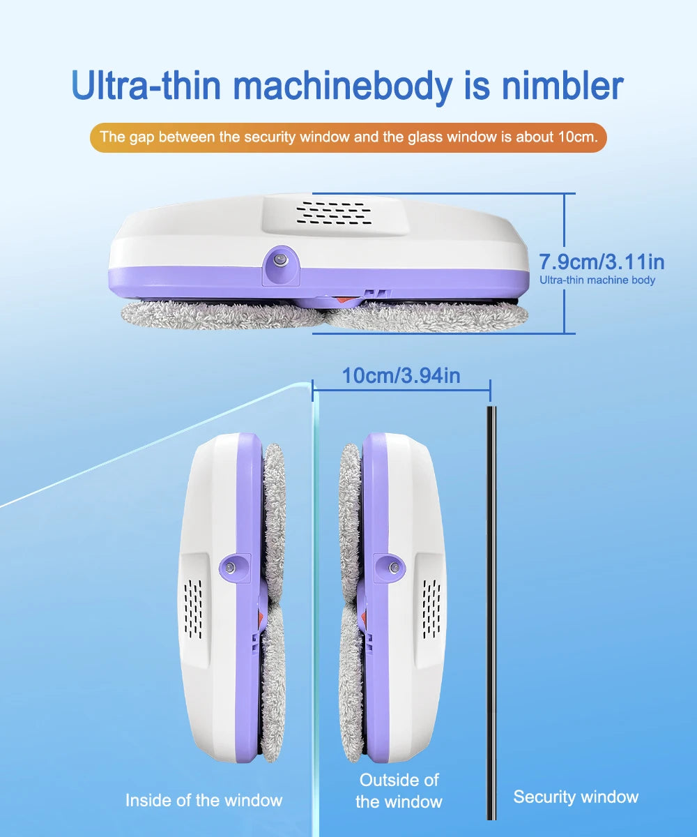 PuRuiKai Window Cleaning Robot Automatic with Auto Dual Spray 5600Pa Suction Remote Control Edge Detection for Home