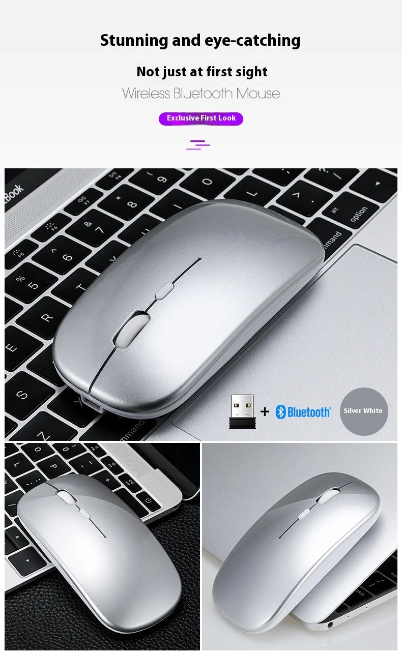 2025New Rechargeable Wireless Mouse Bluetooth-compatible 2.4GHz Dual Modes Computer Mice with Nano Receiver for PC Laptop