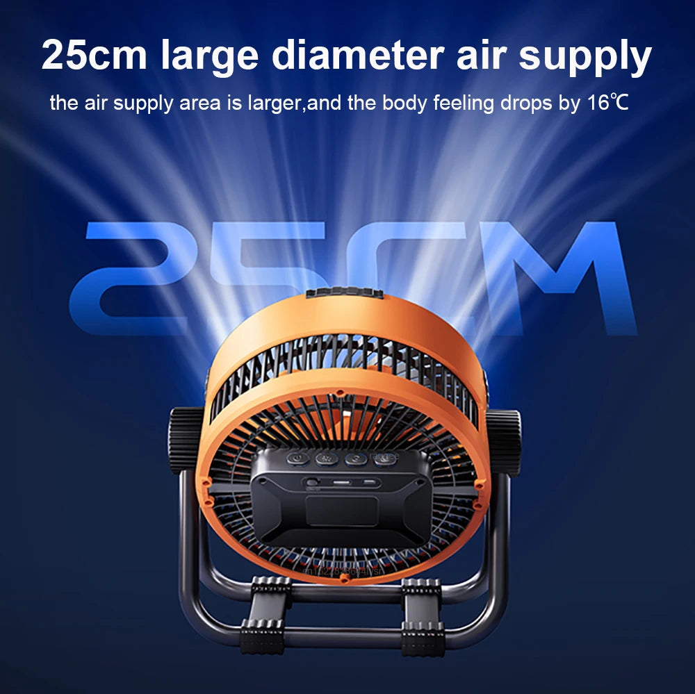Camping Fan 20000mAh Rechargeable Portable Camping Circulator Fan Wireless Tent Ceiling Fan with LED Light and Remote Control