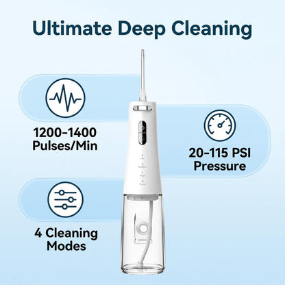 FC5090 Cordless Oral Irrigator | 300mL Portable Water Dental Flosser with 4 Modes & 90-Day Battery Life