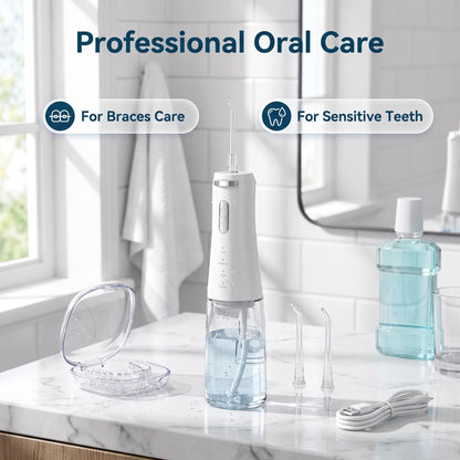 FC5090 Cordless Oral Irrigator | 300mL Portable Water Dental Flosser with 4 Modes & 90-Day Battery Life