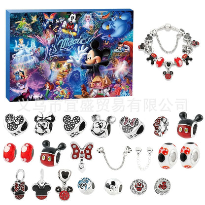 Disney Stitch Mickey Mouse Christmas Advent Calendar Bracelets 24 Days Countdown Calendar Diy Jewelry Making Cute Christmas Gift