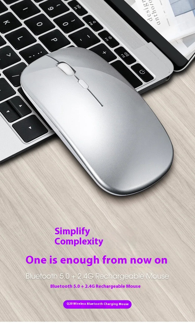 2025New Rechargeable Wireless Mouse Bluetooth-compatible 2.4GHz Dual Modes Computer Mice with Nano Receiver for PC Laptop