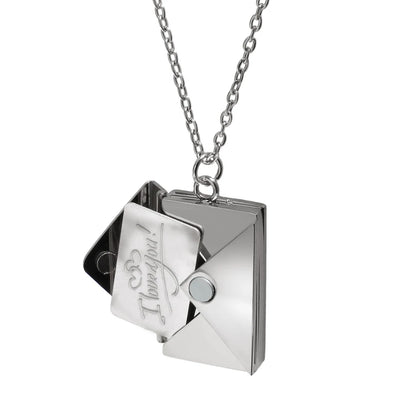 Stainless Steel Envelope Pendant Necklace Metal Waterproof Jewelry For Women