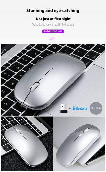 2025New Rechargeable Wireless Mouse Bluetooth-compatible 2.4GHz Dual Modes Computer Mice with Nano Receiver for PC Laptop
