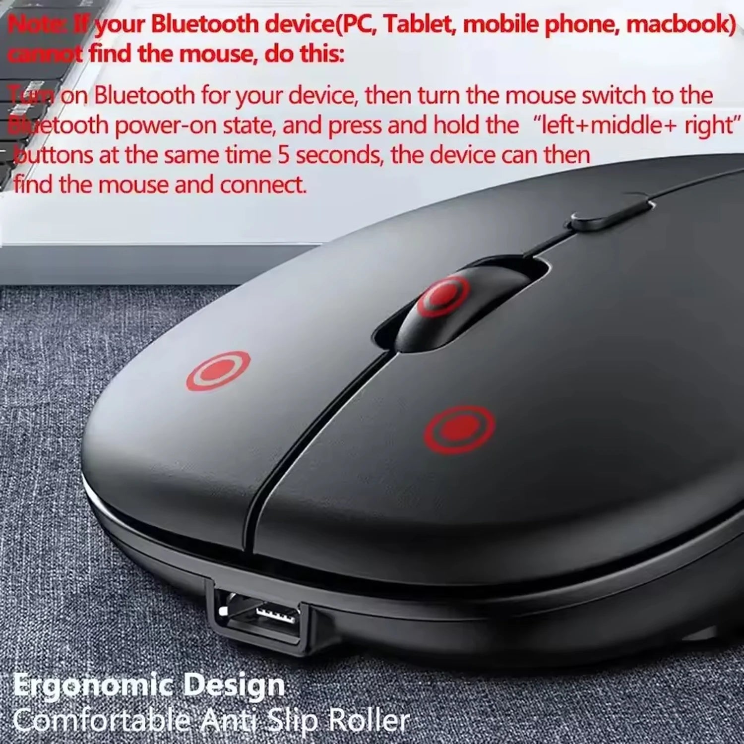 2025New Rechargeable Wireless Mouse Bluetooth-compatible 2.4GHz Dual Modes Computer Mice with Nano Receiver for PC Laptop