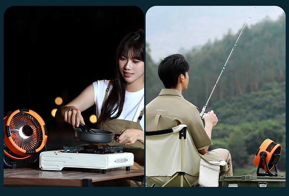 Camping Fan 20000mAh Rechargeable Portable Camping Circulator Fan Wireless Tent Ceiling Fan with LED Light and Remote Control