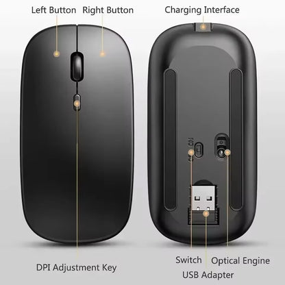 2025New Rechargeable Wireless Mouse Bluetooth-compatible 2.4GHz Dual Modes Computer Mice with Nano Receiver for PC Laptop