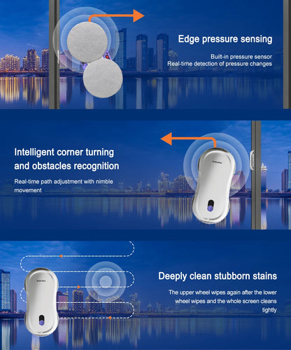 PuRuiKai  Window Cleaning Robot Automatic with Auto Dual Spray 5600Pa Suction Remote Control Edge Detection for Home